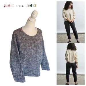 Jamie + the Jones | Black White Basketweave Heavy Weight T Sweater XS